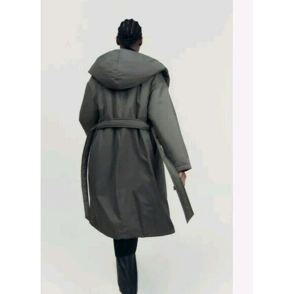 NEW ZARA Green Hooded DOWN COAT JACKET Puffer ZARA HOODED P REF 8073 726 SIZE XS - Picture 3 of 9